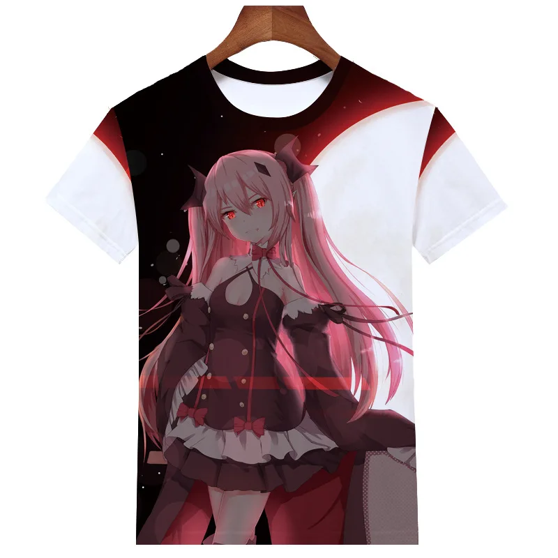 Серафим конца Hiiragi Shinoa Krul Tepes 3D Футболка с принтом Косплей Костюм Owari no Seraph для мужчин и женщин повседневные футболки