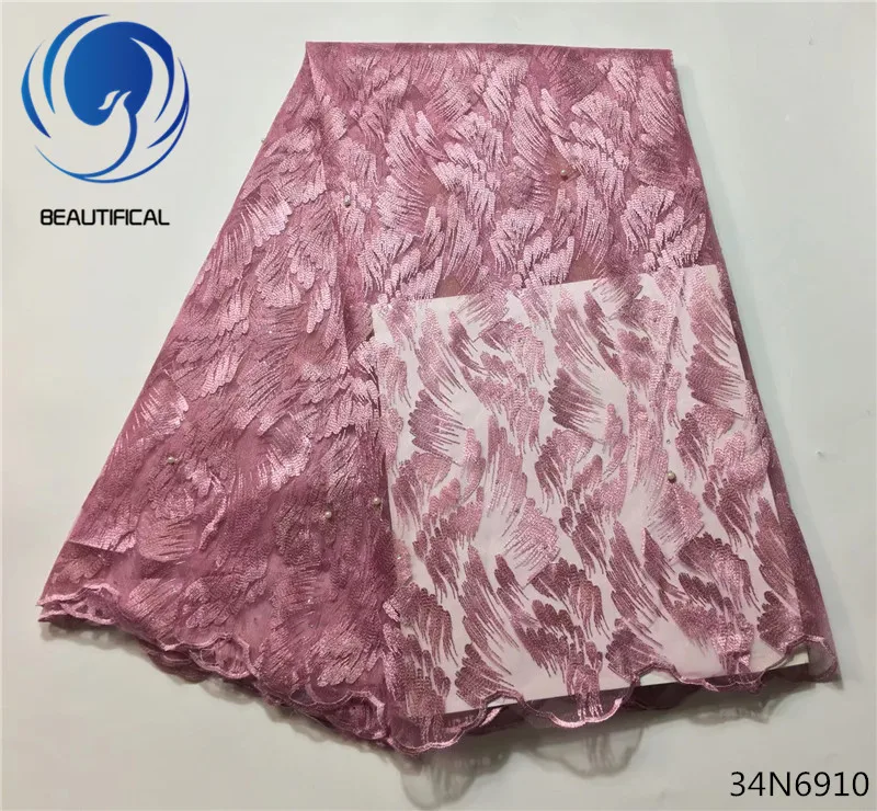 Beautifical White french lace fabric High quality african tulle for wedding dress nigerian with stones 34N69 | Дом и сад