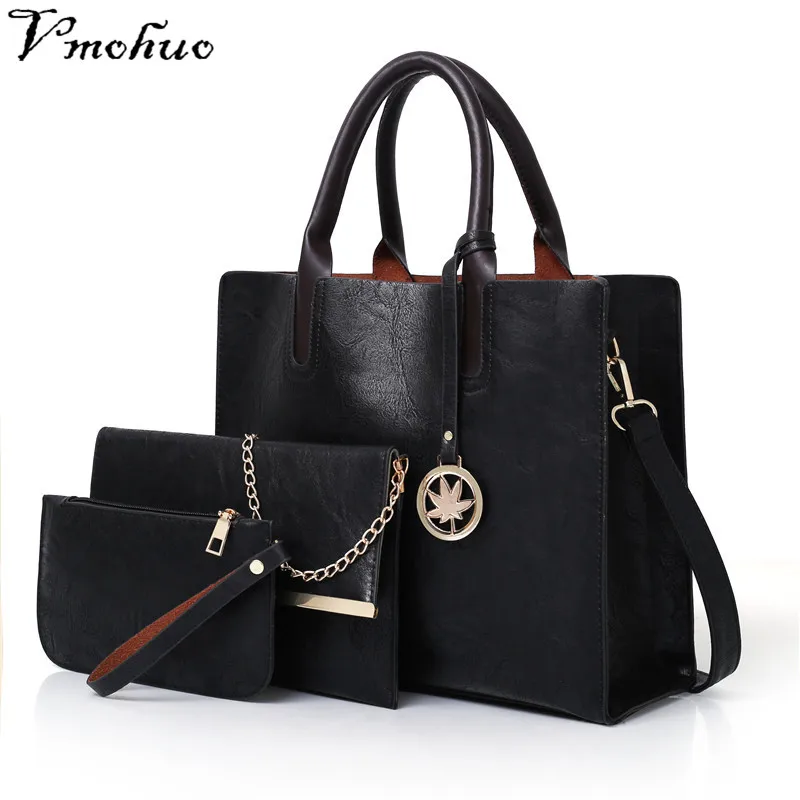 VMOHUO 3pcs/set Leather Handbag Women Bags Set Large Tote Ladies Shoulder Bag Messenger Purse Sac a Main | Багаж и сумки