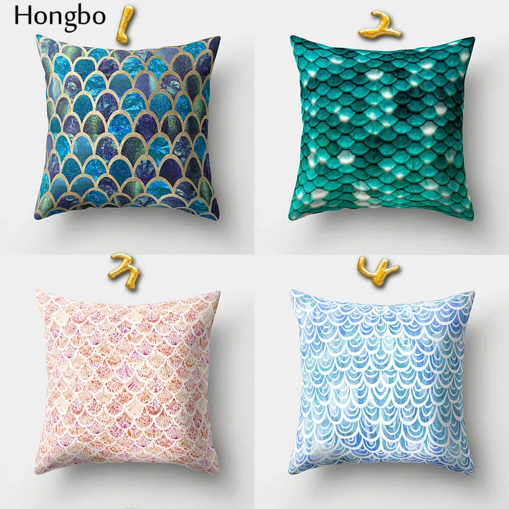 Хунбо 1 шт. Русалка рыбья чешуя Наволочка на подушку украшения дома мягкая