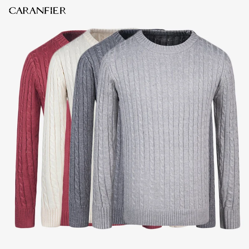 CARANFIER 4 шт брендовый свитер мужской модный вязаный пуловер с длинным рукавом