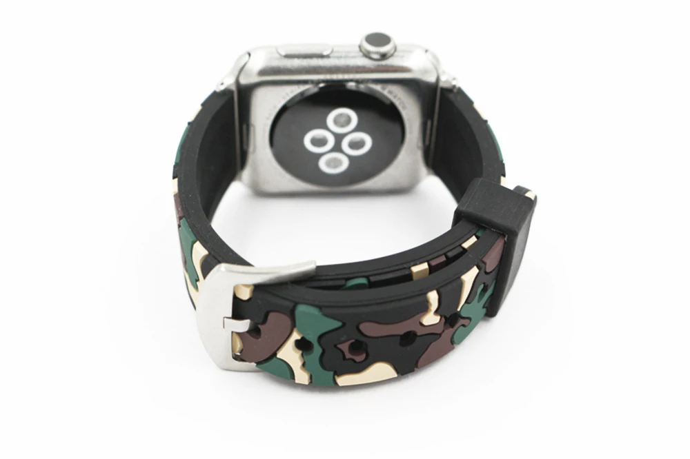 Спортивный ремешок URVOI для apple watch series 5 4 3 2 1, ремешок для iWatch камуфляжного цвета, мягкий силиконовый сменный Камуфляжный адаптер