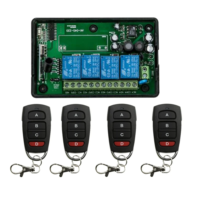 

AC85v~250V 110V 230V 4CH RF Wireless Remote Control Relay Switch Security System Garage Doors Gate Electric Doors lamp/ window