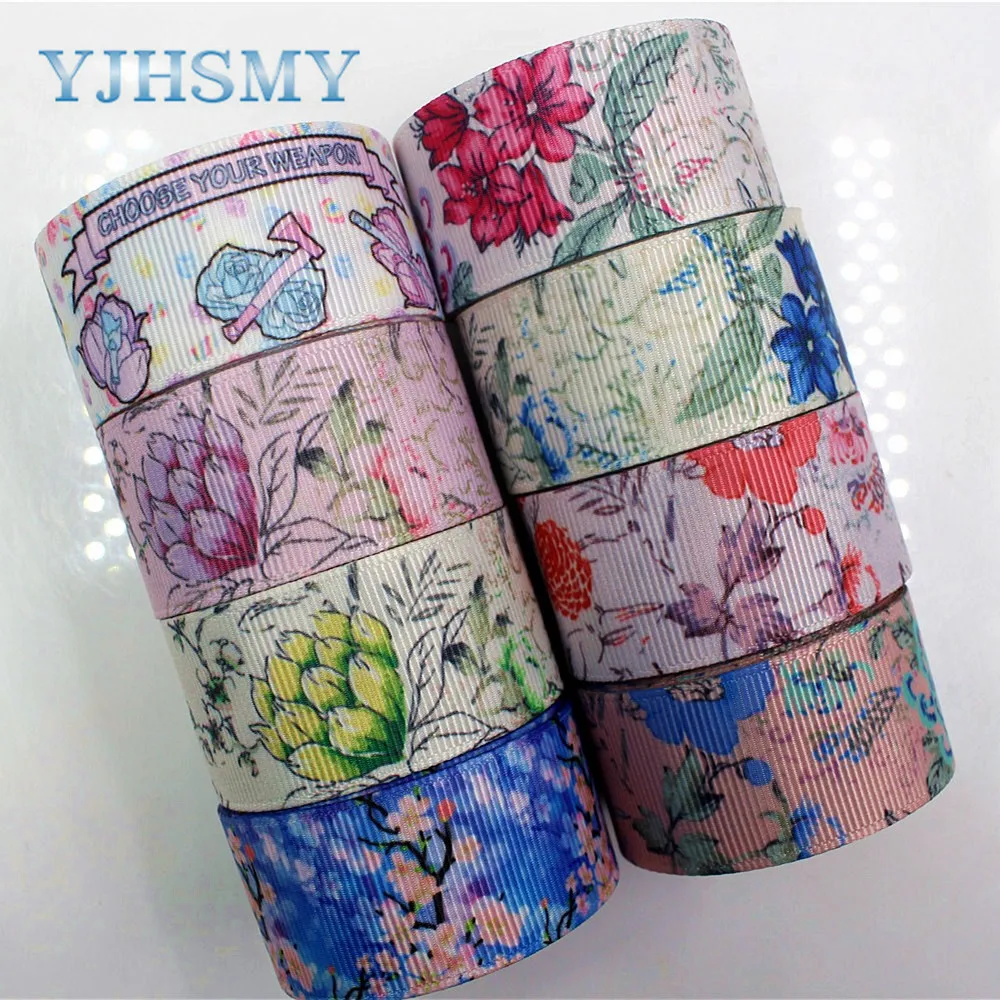 YJHSMY D 171208 399 10 ярдов 25 мм цветы напечатаны grosgrain ленты DIY ручной работы аксессуары
