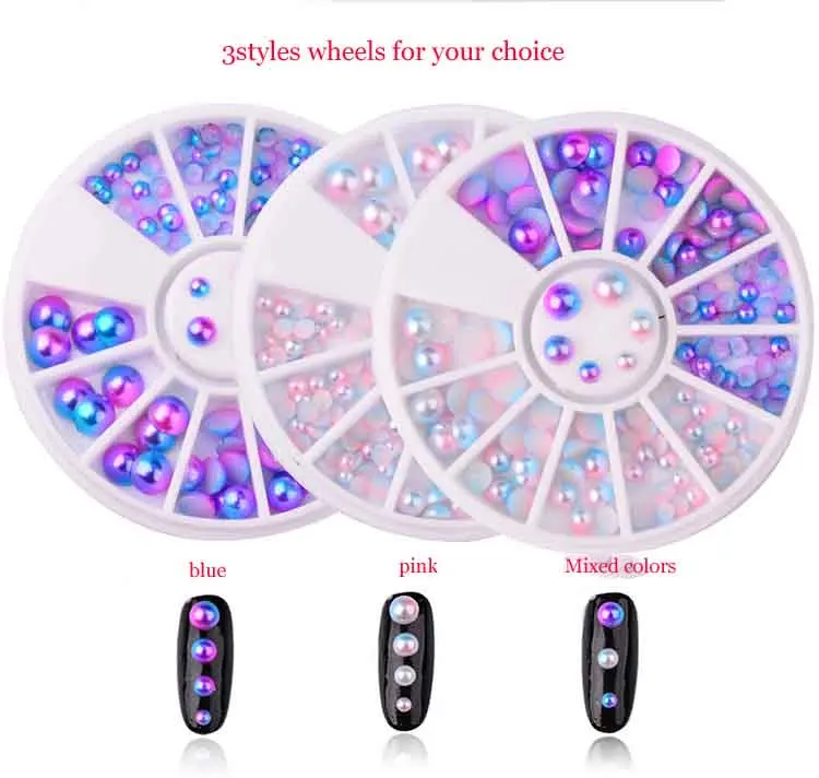 

NEW Nail Art Pearl Magic Design Unicorn / mermaid Gradient Symphony Charms Beads Wheel Nail Art 3D Tips Decoration Jewelry 3-6mm