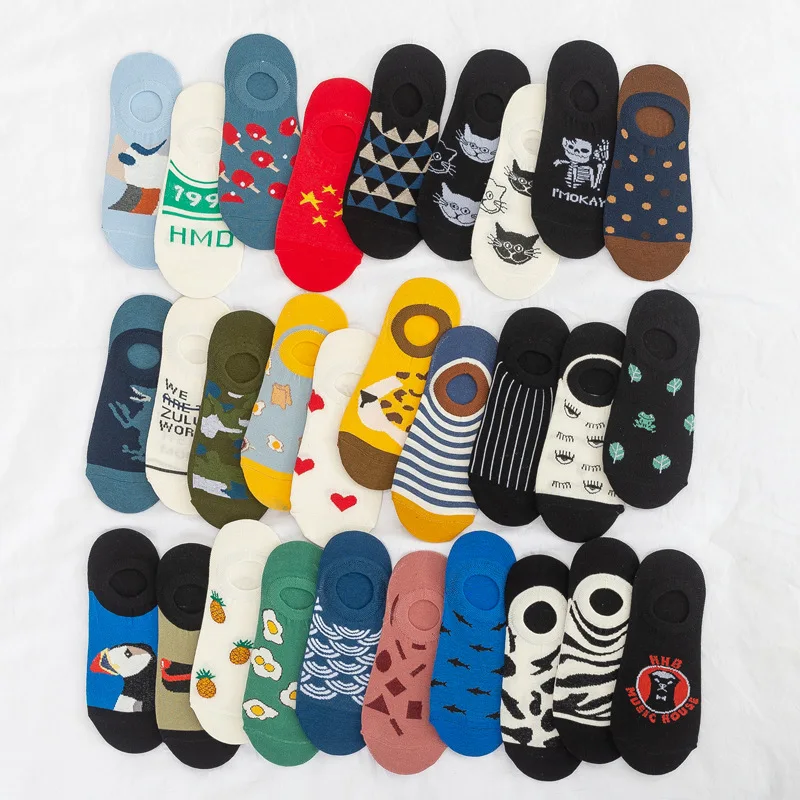 Новые летние модные счастливые мужские носки и женские хлопковые башмачки