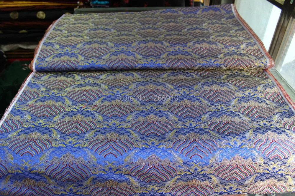 Традиционная китайская шелковая парчовая ткань Сапфировая синяя спинка с