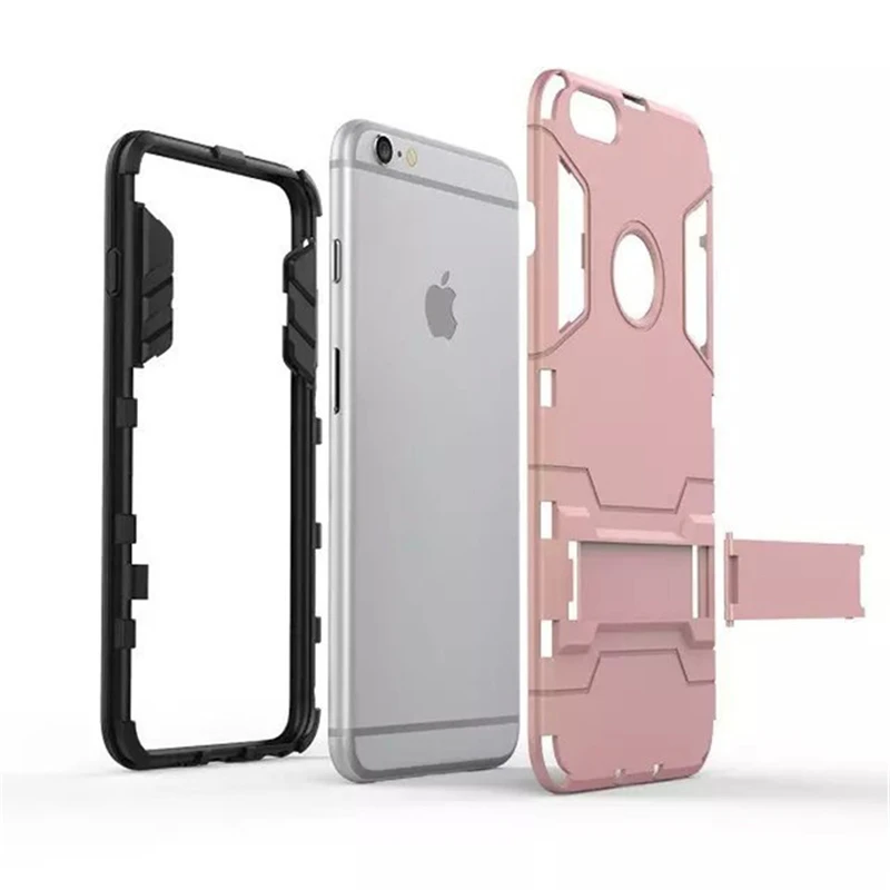 WTSZKL Броня с кронштейном чехол для телефона iphone 7 8 6 6S Plus Гибридный ТПУ + Жесткий ПК