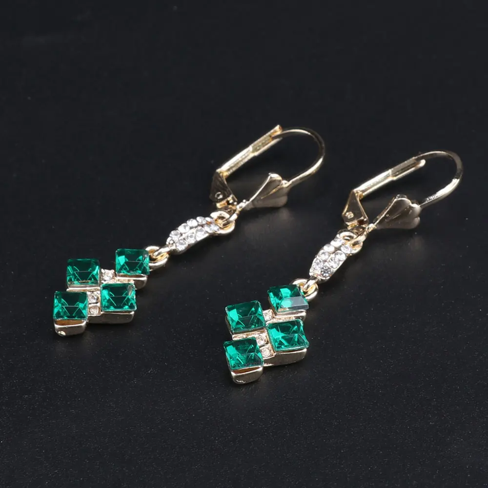 Зеленый Кристалл Костюм Свадебные Ювелирные наборы для женщин кулон и ожерелье