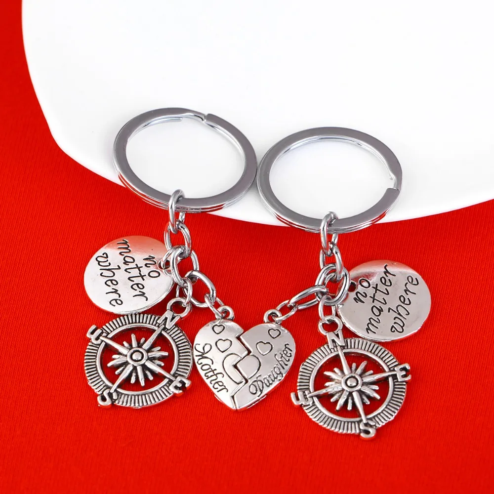 Брелок для мамы и дочери независимо от того где компас набор брелоков 2 половины