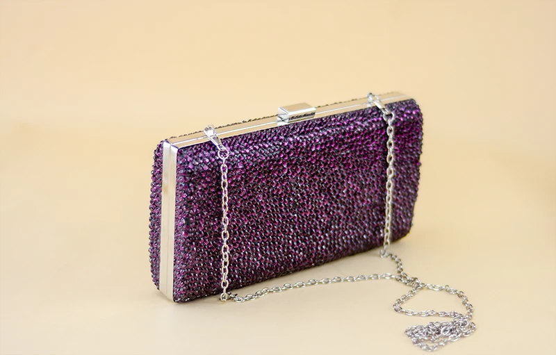 

2018 New Original Design Shoe and Bag Set For Party Wedding TV Program Dress Shoes Heavy Purple Color Crystal Heels Large Size