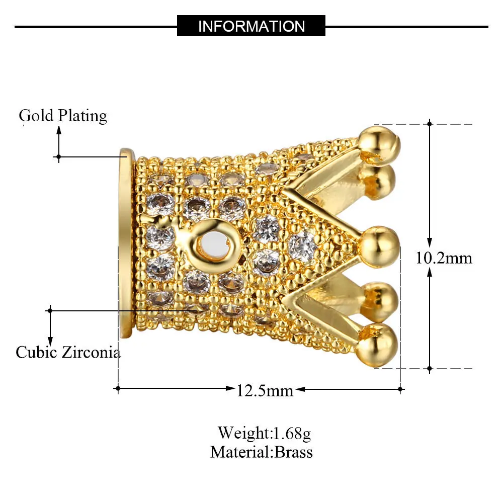 8 стилей латунные кубические циркониевые коронные бусины ручной работы для