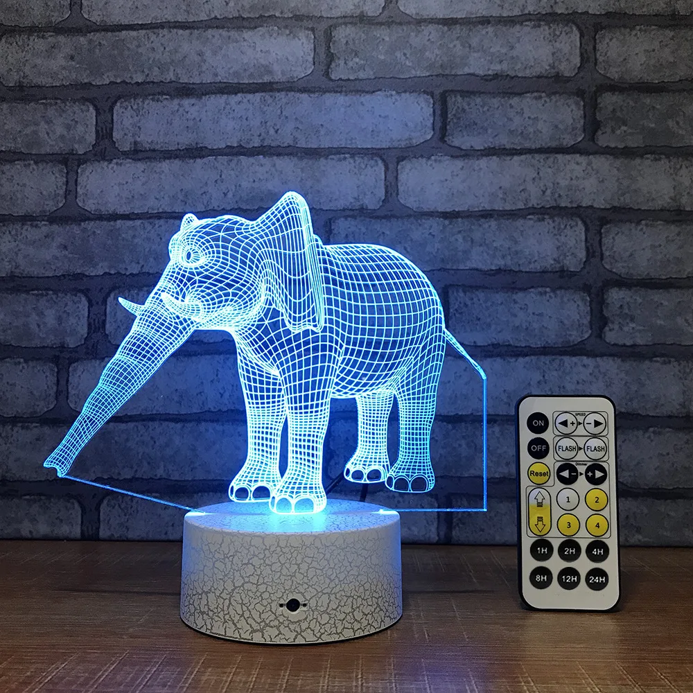 Креативная красочная Usb 3D ночная лампа с изображением слона многофункциональная