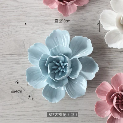 Cherry blossoms L Peony Cherry blossoms decorative wall flower dishes ceramic decorative plates handicraft porcelain flowers craft home decoration - Цвет: Cherry blossoms L