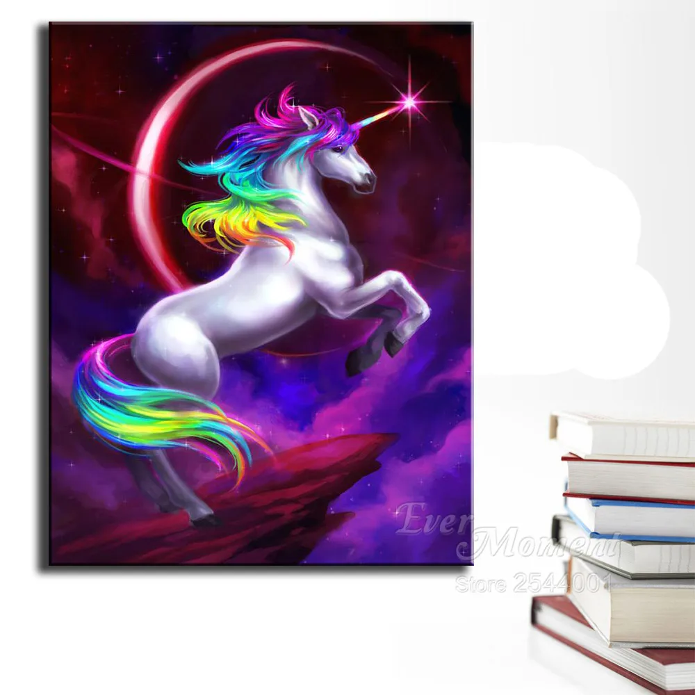Алмазная живопись Ever Moment ручная работа картина с единорогом Стразы квадратное