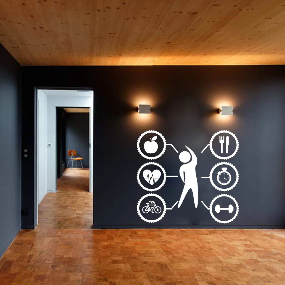 

Gym Home Decor Wall Sticker Living Room Fitness Wall Decors Eat Sleep Sport Wall Ornament Beauty Health Lifestyle B560