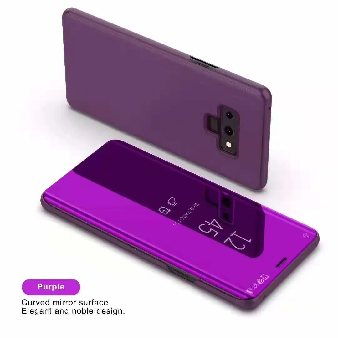 purple Зеркальный умный флип-чехол для samsung Galaxy Note 9 8 S9 S8 PLUS кожаный чехол для телефона для samsung S7 S6 Edge S10 Сумочка для телефона чехол - Цвет: purple