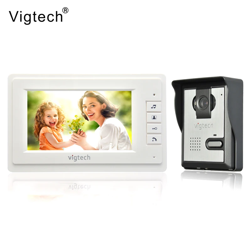 Vigtech Video Door Intercom Doorbell Device 7'' LCD Color Wired Video Door Phone System For The Home Apartment Support Unlock