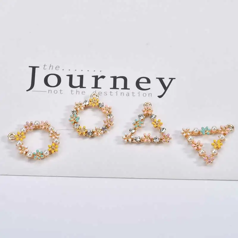 Diy ручной работы сплав Материал маленькие свежие жемчужные цветы круглые серьги