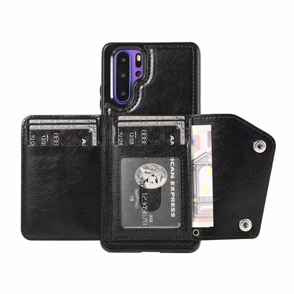 Чехол с держателем для карт Huawei P30 Lite Pro Роскошный чехол из ПУ кожи задняя крышка