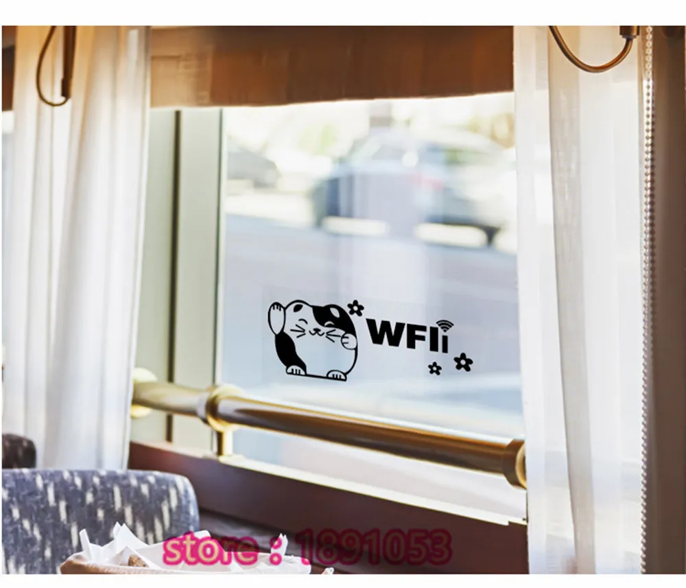 1 шт. Прекрасный Плутос кот "Wi-Fi" этикетки стикер DIY кафе ресторан офис Стикер
