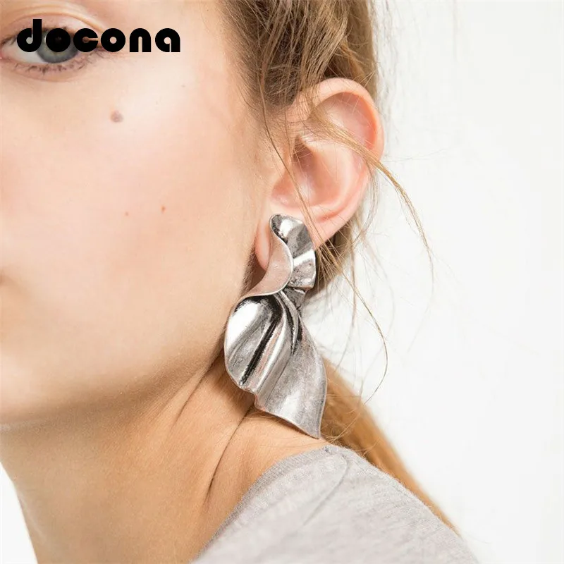 Модный Docona золотым бантом геометрические длинные висячие серьги для женщин и