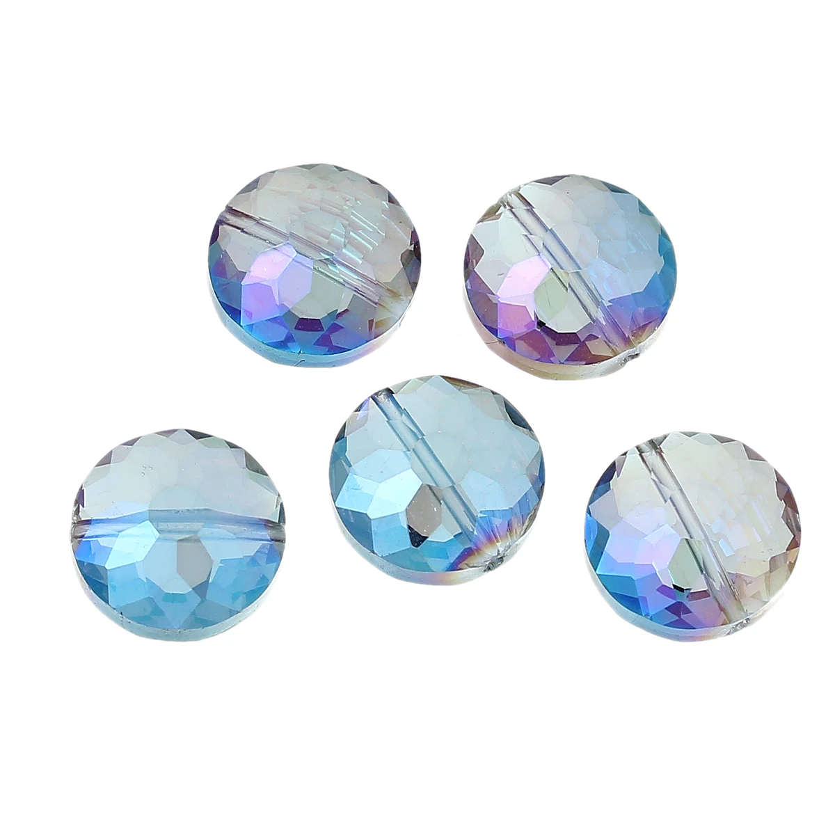 DoreenBeads стеклянные свободные бусины плоские круглые прозрачные AB цвет граненый