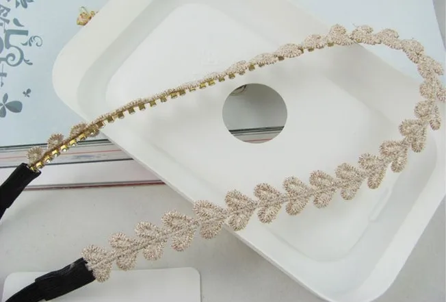 Lace leaves design sparkly gems elastic headband freeshipping fashion bridal lace popular hair accessories |