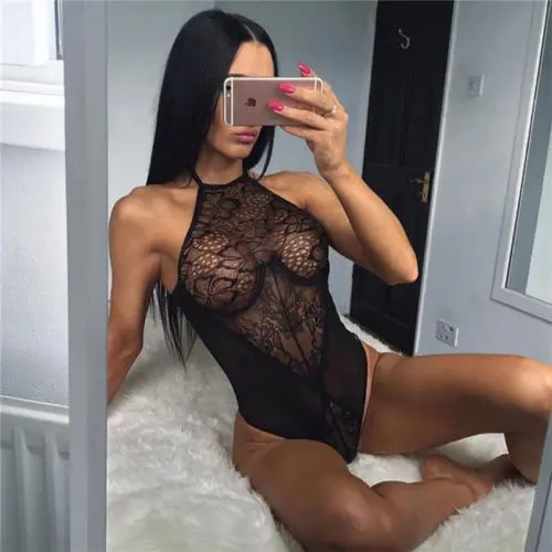 

Hot Women Lace Sexy Stretch Hollow Out Sleeveless Bodysuit Underwear Babydoll Sleepwear
