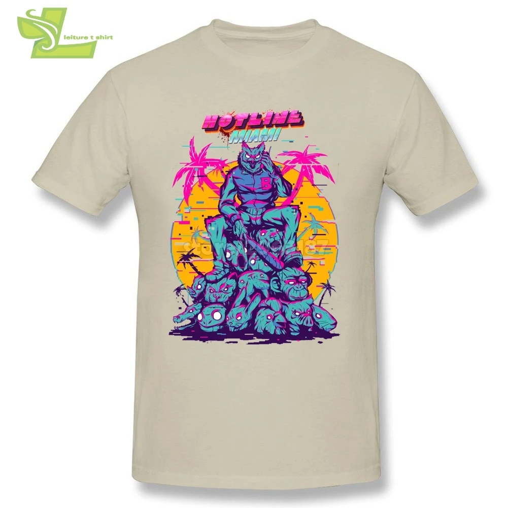 Hotline Miami Vaporwave Humorous T Shirts Man Cotton Short Sleeve Hot Selling Designer | Мужская одежда
