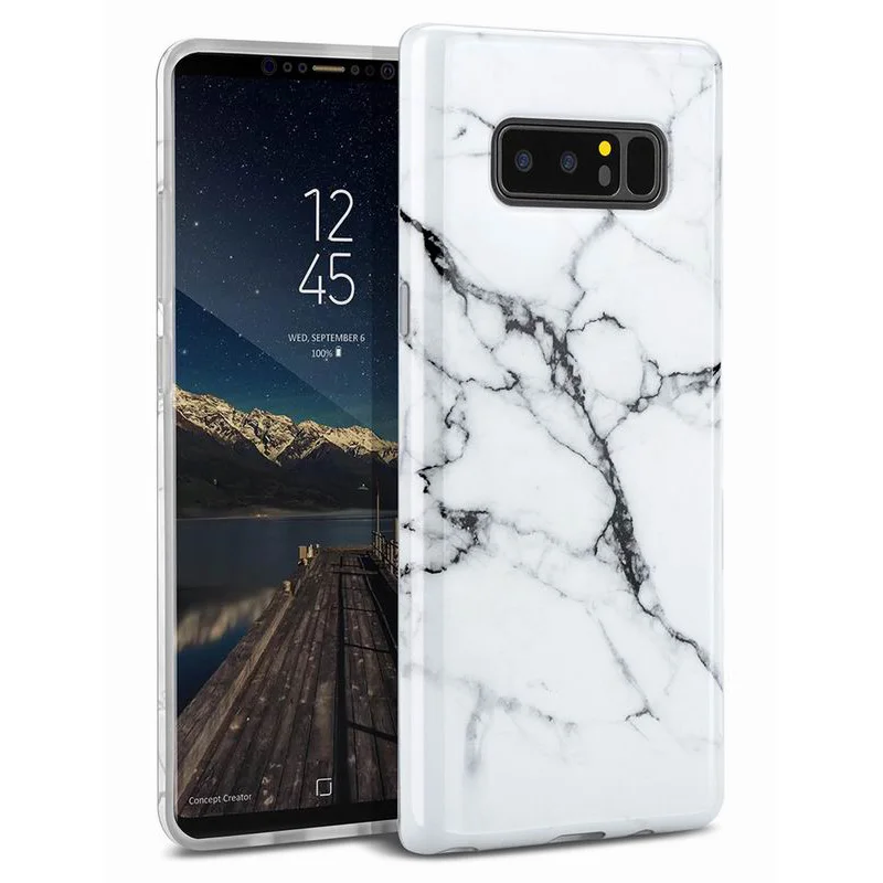Белый Мраморный Мягкий ТПУ противоударный защитный чехол для samsung Galaxy Note 8 тонкий