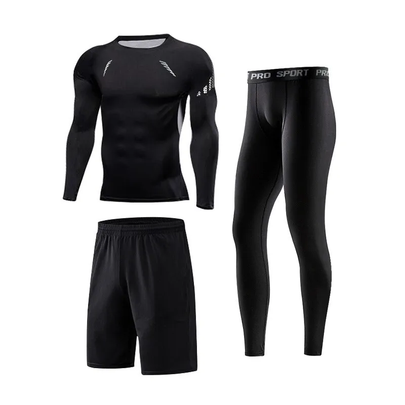 Men sportswear-3-11 Мужская спортивная одежда, дышащие быстросохнущие спортивные костюмы, компрессионная одежда для тренажерного зала, фитнеса, тренировок, занятий спортом, бега, набор для мужчин - Цвет: Men sportswear-3-11