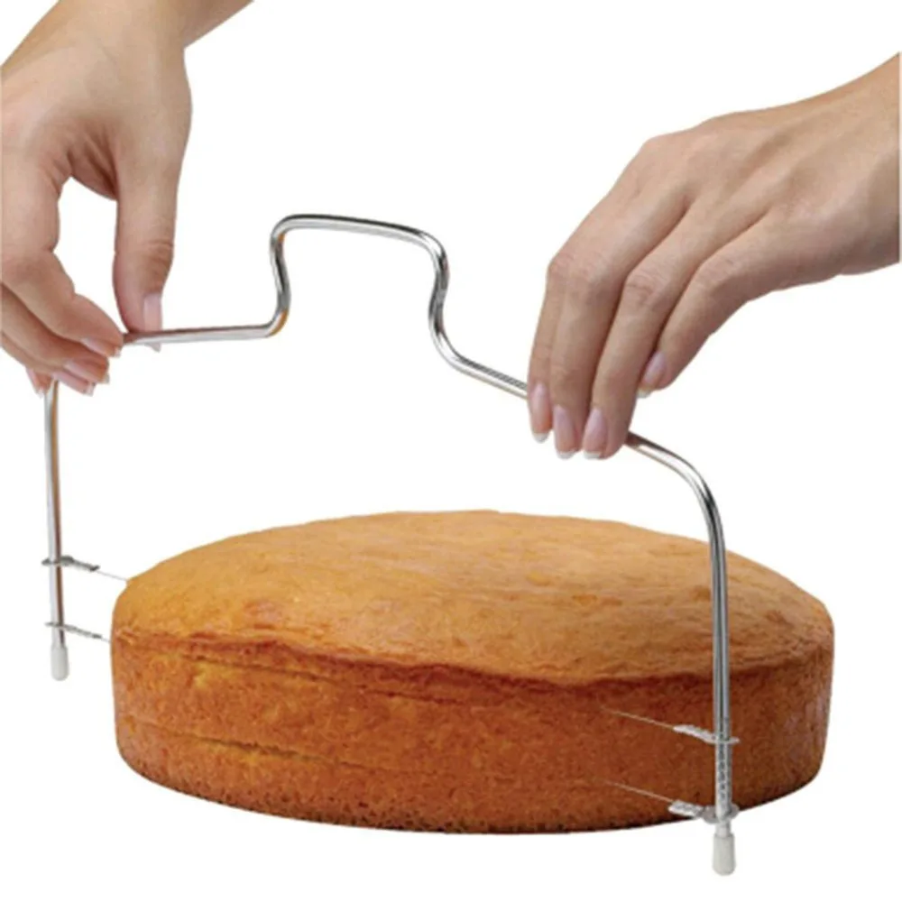 Adjustable 2-Wire Layer Cake Cutter Leveler Stainless Steel Bread Cutting Knife Splitter Toast Slicer | Дом и сад