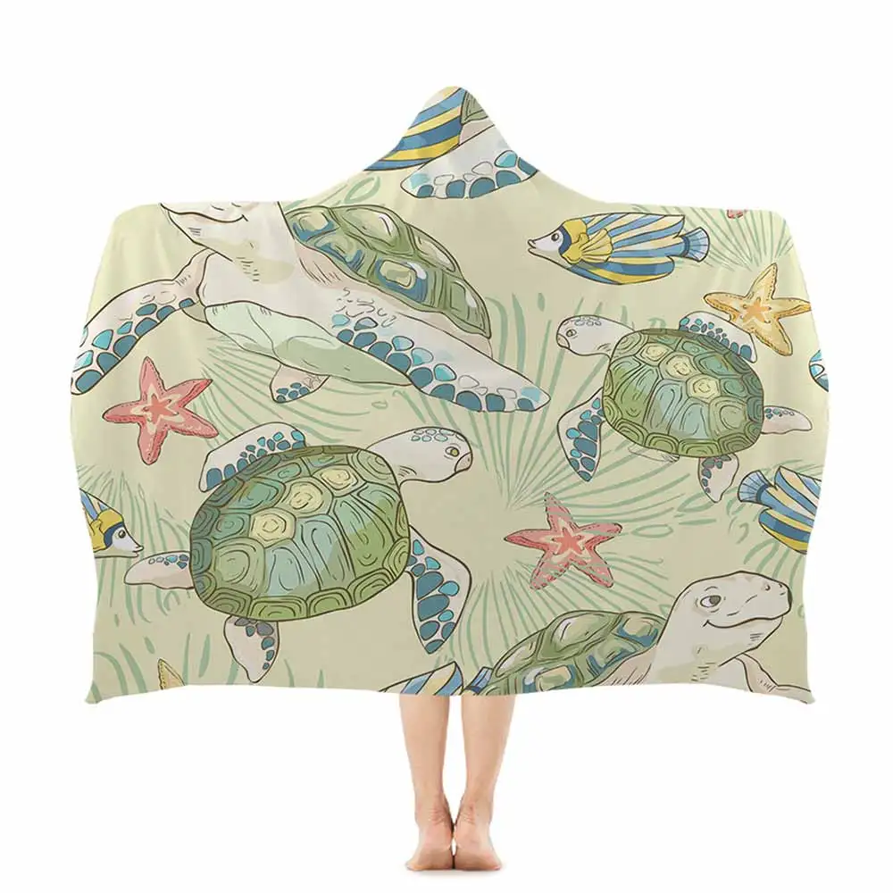 Miracille Turtles, полотенце с капюшоном, водная морская черепаха, банное полотенце с капюшоном, морские животные, пригодное для носки, пляжное одеяло для взрослых - Цвет: 004