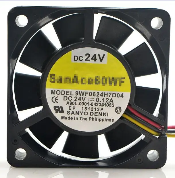 Вентилятор охлаждения для SANYO 9WF0624H7D04 60 × 15 мм DC24V 0.12A Fanuc A90L 0001 0423 #105S вентилятор