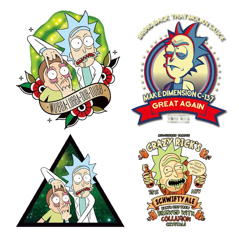 Пластырь Rick and marty с утюгом для переноса аниме-букв, пластырь для одежды, сделай сам, термовиниловый пластырь, термонаклейка на одежду