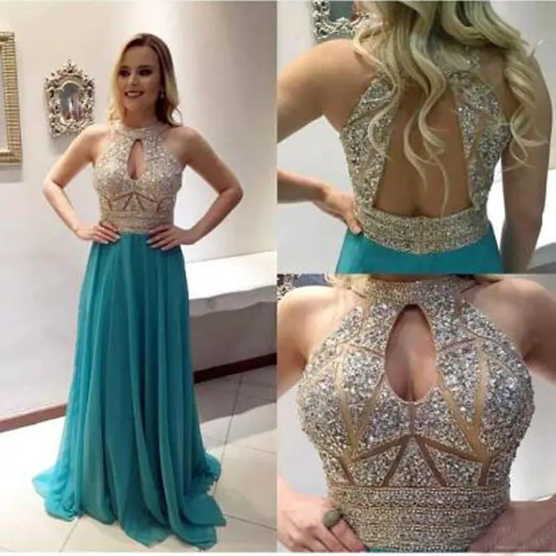 Vestido de festa шифоновое длинное вечернее платье трапециевидной формы с бусинами сексуальное вечернее платье с открытой спиной и блестящими пайетками Longo