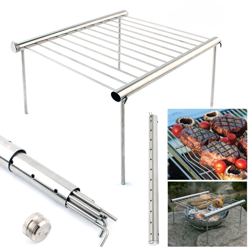 

Food Grade Stainless Steel BBQ Grill Camping Picnic Stove Portable Removable Barbecue Shelf