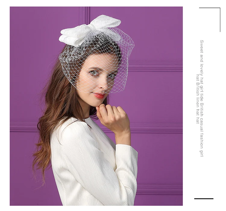 Винтаж черные свадебные Шапки и Fascinators Чистая Лук Свадебные вечерние подарок для Для женщин свадебные аксессуары