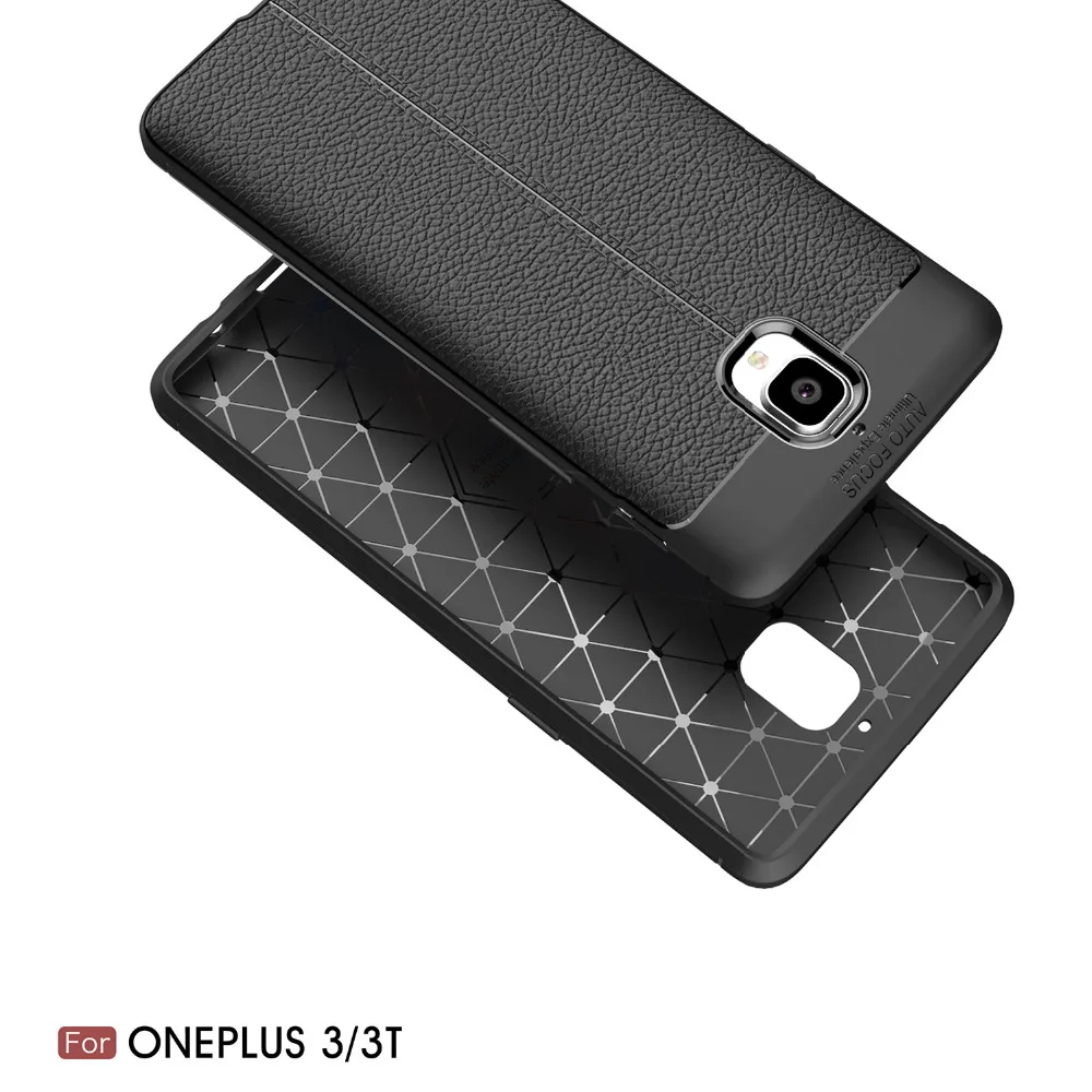Чехол OnePlus 3 противоударный деловой кожаный текстурный Дизайн Мягкий ТПУ Матовый