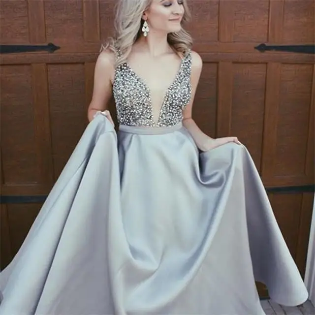 Блестящие Бальные платья с блестками и бусинами для выпускного вечера 2019