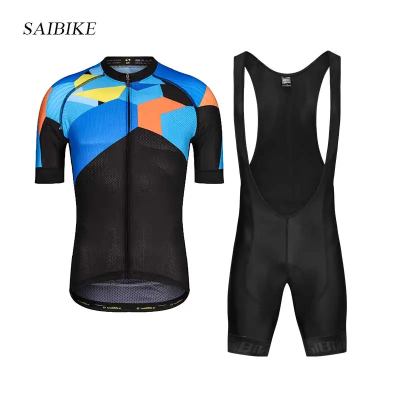 SaiBike наборы для велоспорта мужская летняя одежда для велоспорта быстросохнущая велосипедная одежда Дышащие Топы с коротким рукавом Майки для велоспорта
