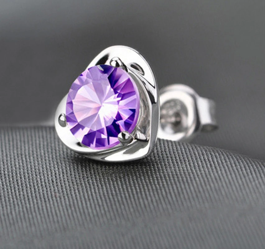 Серьги из стерлингового серебра пробы для женщин корейские серьги с фиолетовым
