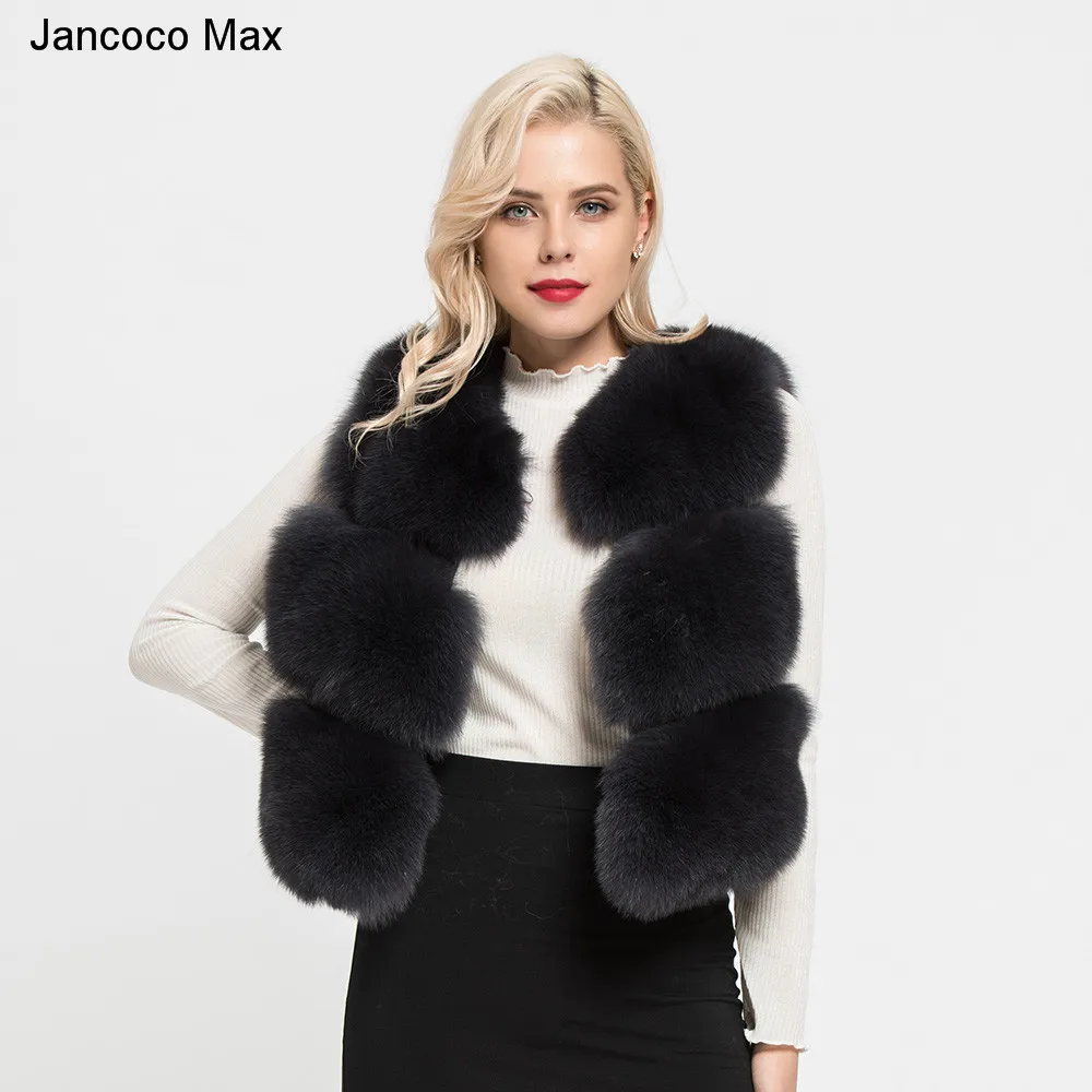Jancoco Max, женский жилет из натурального Лисьего меха, зимний теплый жилет высокого качества, 3 ряда, пальто без рукавов, модный жилет S7162