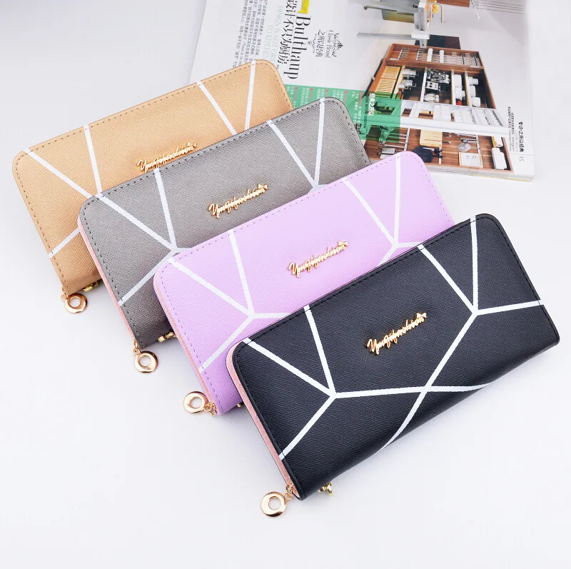 2019 известный бренд Геометрические узоры Длинные кошельки Дамская мода женская
