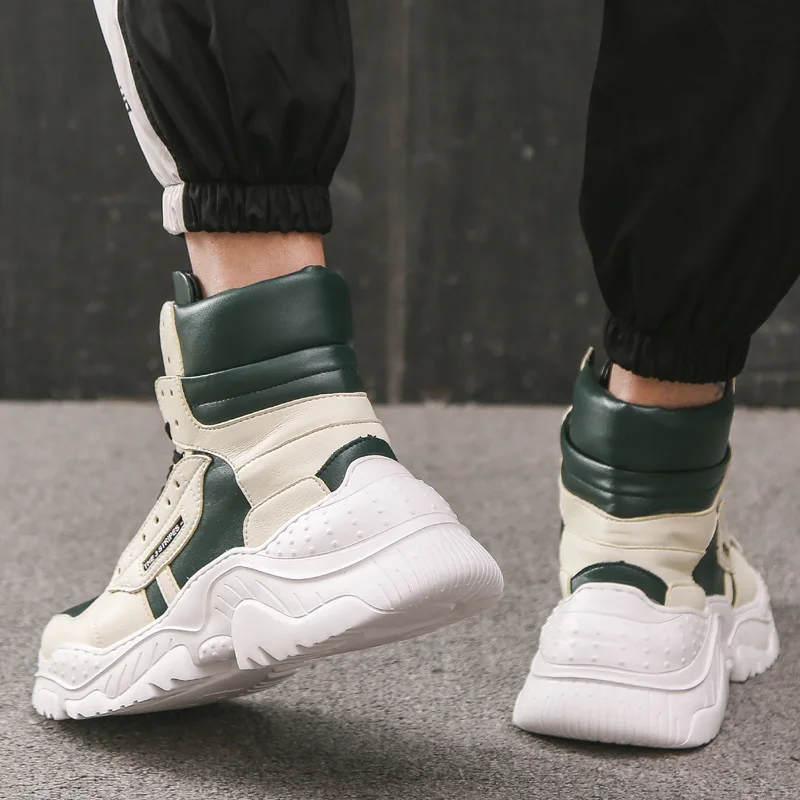Лето Весна 2019 новая уличная высокая обувь из искусственной кожи мужская