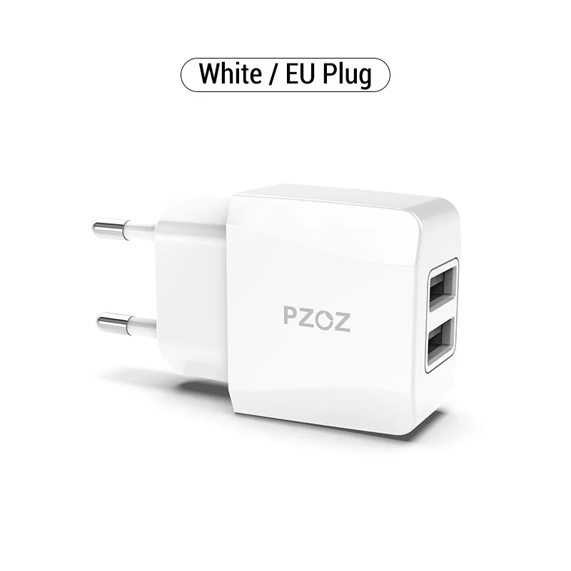 White EU Plug PZOZ Usb зарядное устройство для путешествий с европейской вилкой 2a адаптер для быстрой зарядки портативное зарядное устройство с двумя стенками кабель для мобильного телефона для iphone samsung xiaomi - Тип штекера: White EU Plug