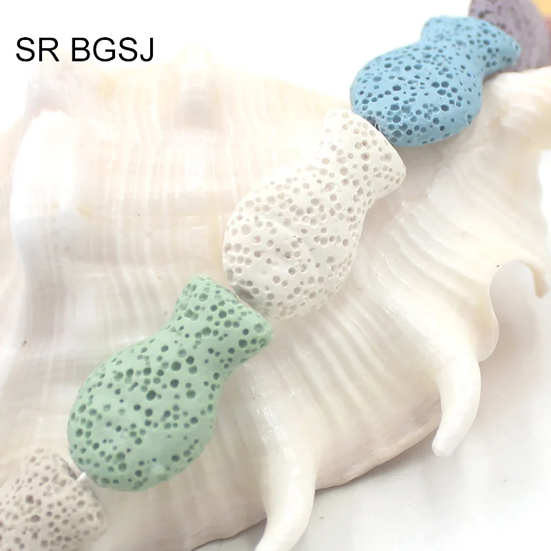 

Free Shipping 16x26mm Little Fish MIxed Random Colors Natural Lava Bead MultiColor Lava Rock Loose Handwork DIY Beads