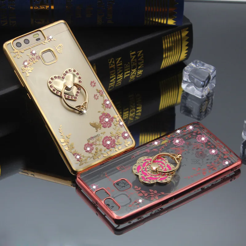 Задняя крышка для huawei P8 P9 P10 Lite Nova Plus 2017 Royal Luxury кремния кристалл алмаза блеск ТПУ