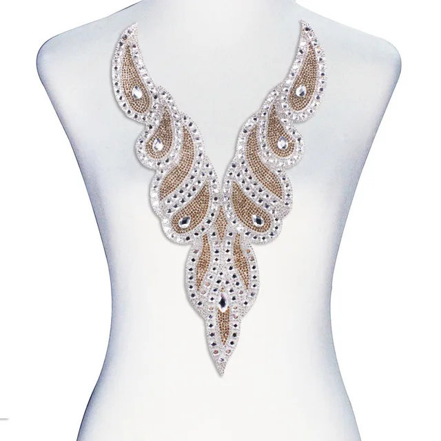1 шт. V образный вырез воротник дизайн горячей фиксации Переводные Стразы бусины
